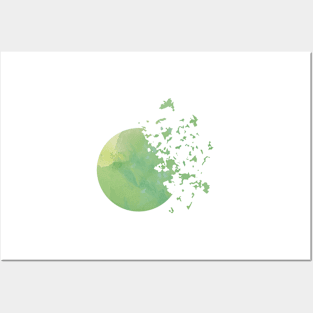 Green Moon into the Universe Lime color Posters and Art